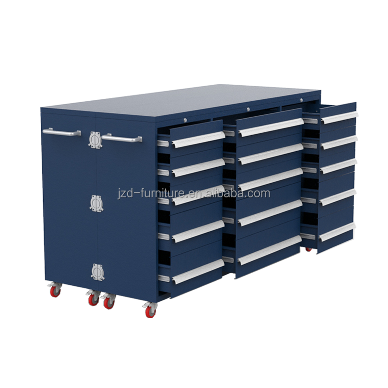 BSCI JZD 15 Drawers Welded Ball Bearing Slides  Rolling Tool Chest Cart Mobile Work Table Workbench Cabinet