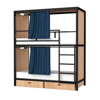 High quality Children's bedroom Bunk Bed Capsule Hotel Hostel Furniture Metal Dormitory Bunk Bed For Hotel