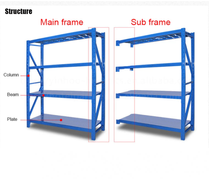 Factory price metal shelving industrial warehouse storage rack shelf steel racking system for stacking racks & shelves