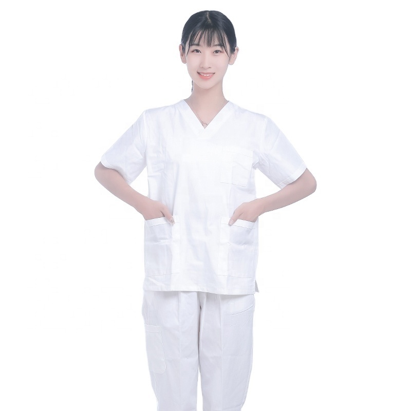 100% cotton white short sleeve modern medical uniforms hospital women nurse doctor nursing scrubs clinic uniform