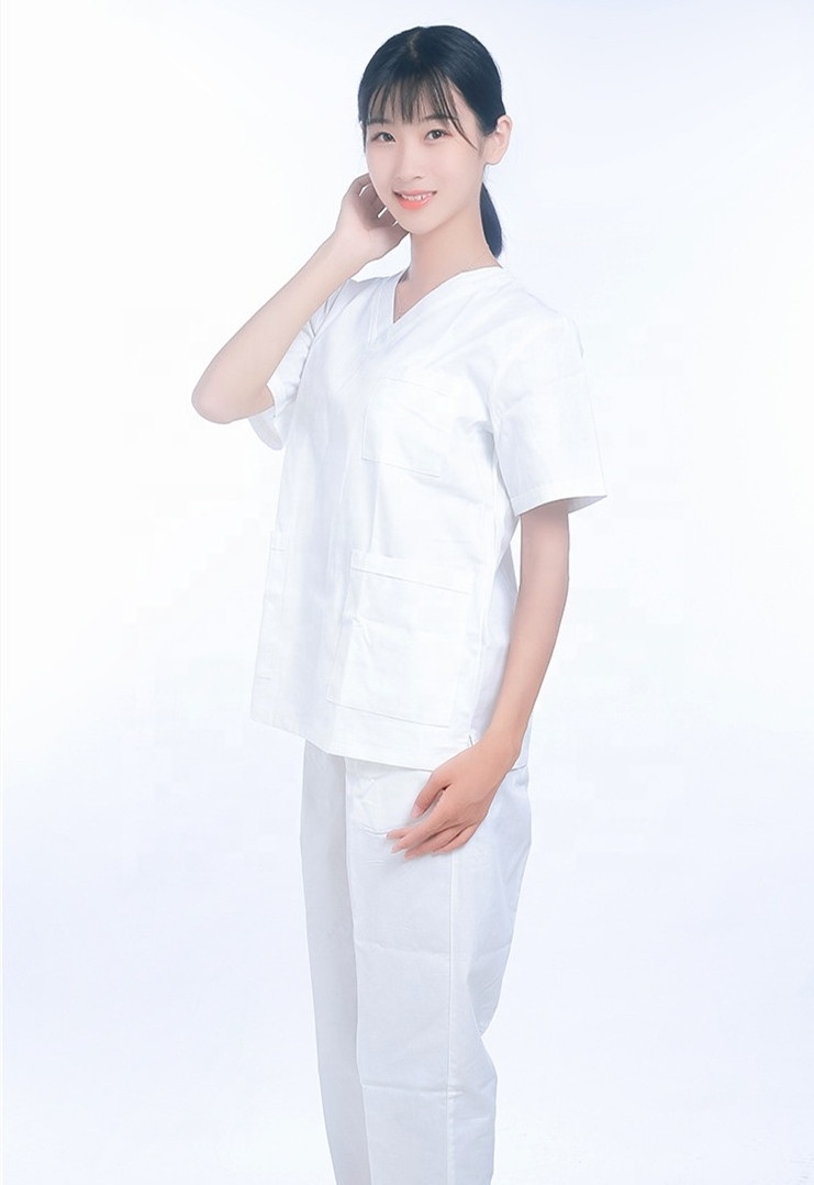 100% cotton white short sleeve modern medical uniforms hospital women nurse doctor nursing scrubs clinic uniform