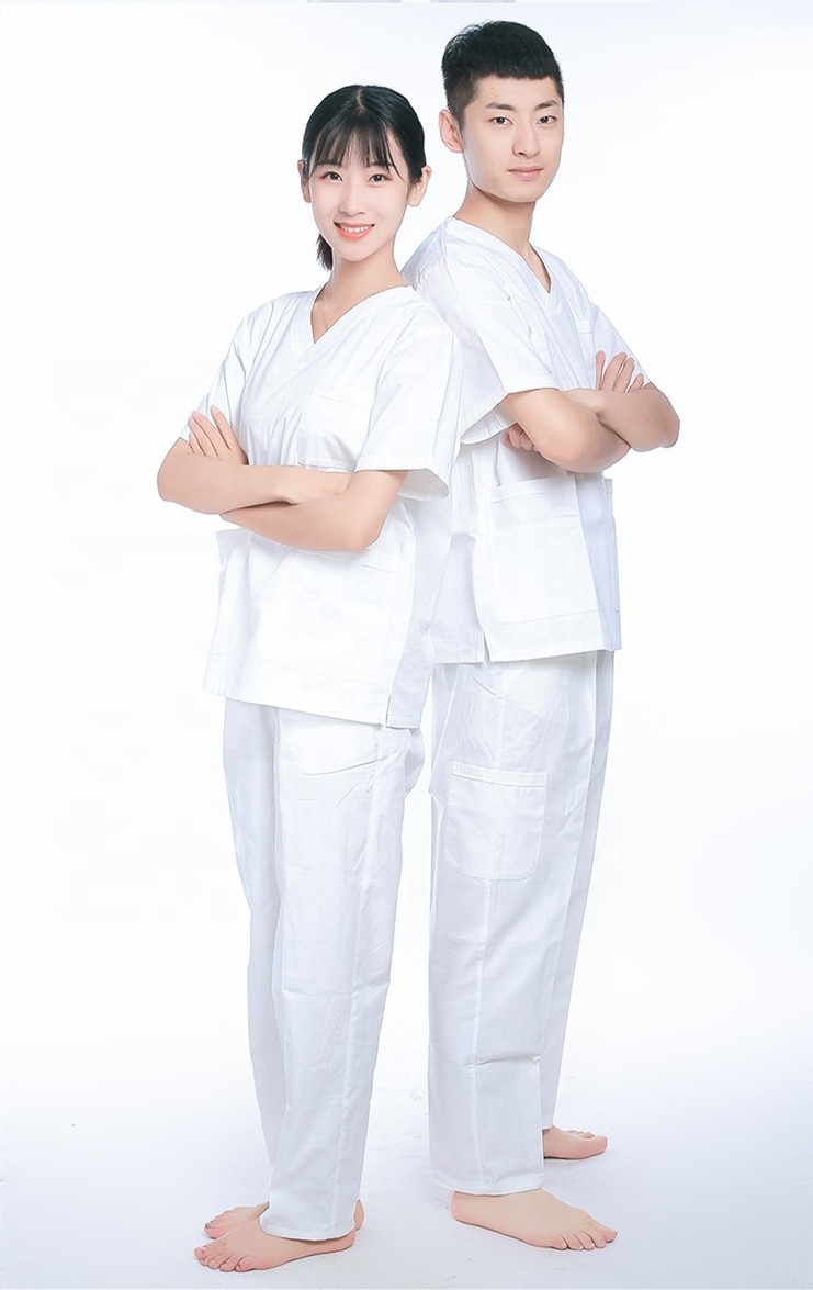 100% cotton white short sleeve modern medical uniforms hospital women nurse doctor nursing scrubs clinic uniform