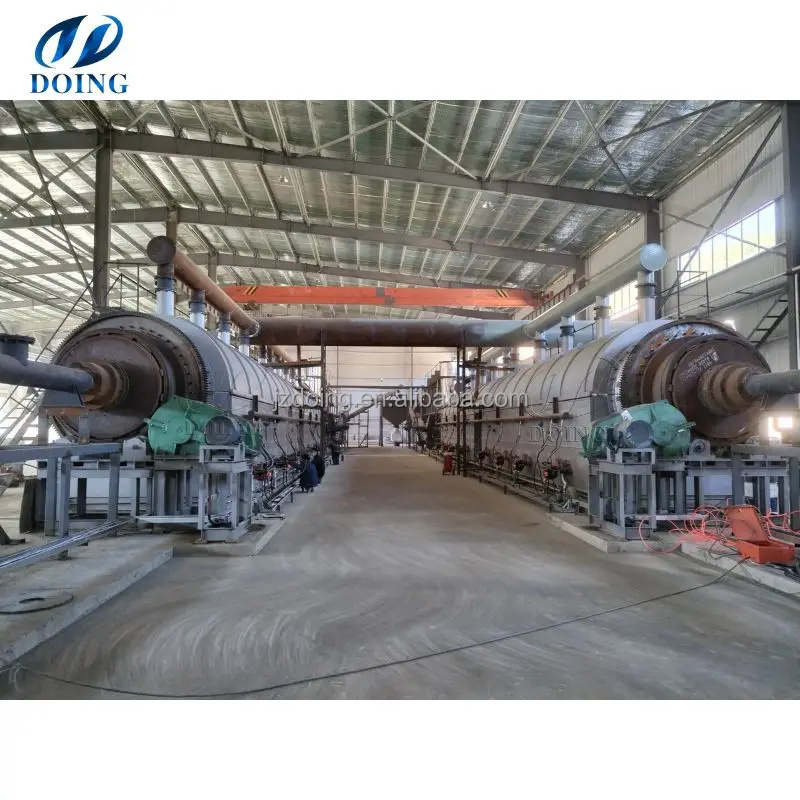 14+years Professional 15ton-50ton full automatic scrap rubber tyre pyrolysis to oil equipment continuous pyrolysis plant