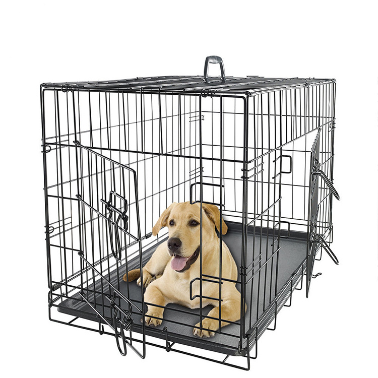 Wholesale Pet Cage Houses Black Metal Pet Dog Crate Single & Durable Outdoor Large Folding Pet Dog Cage