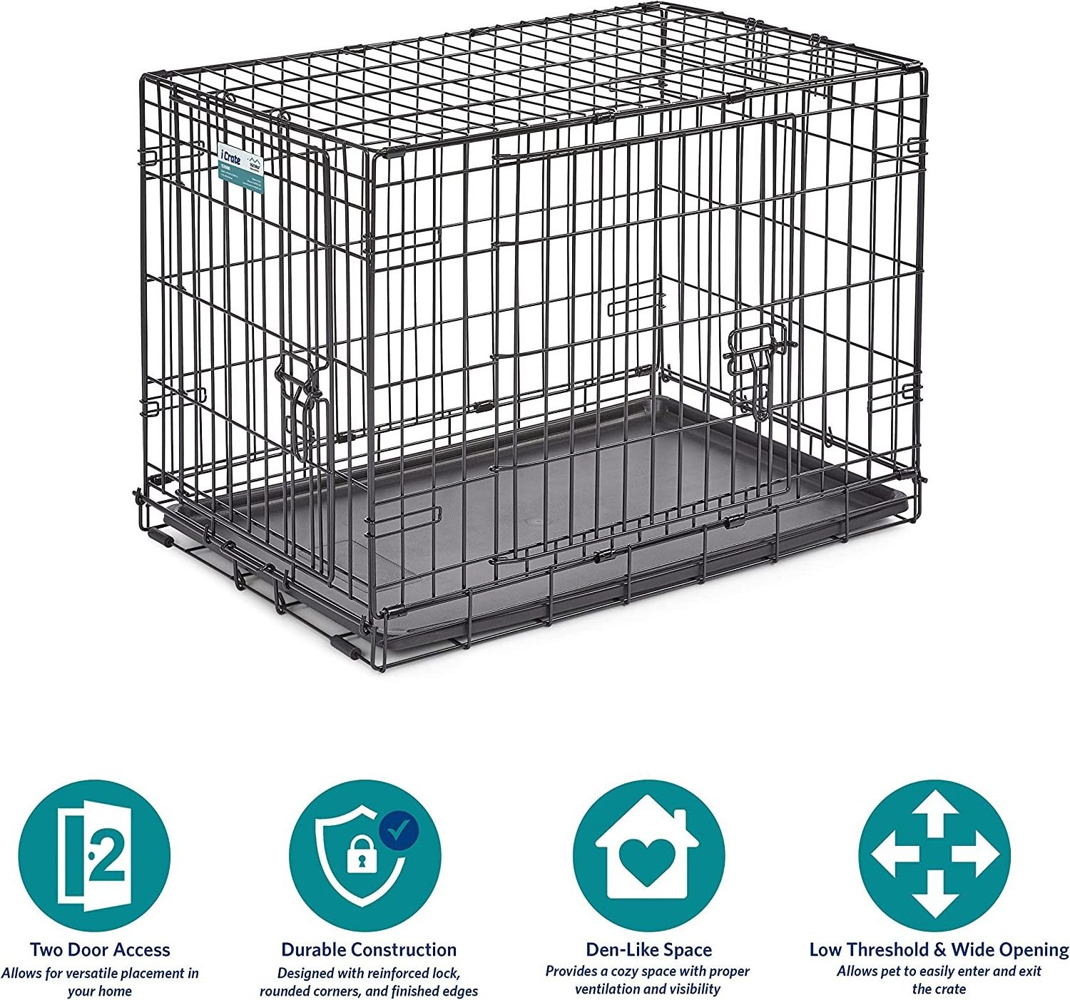 Wholesale Pet Cage Houses Black Metal Pet Dog Crate Single & Durable Outdoor Large Folding Pet Dog Cage