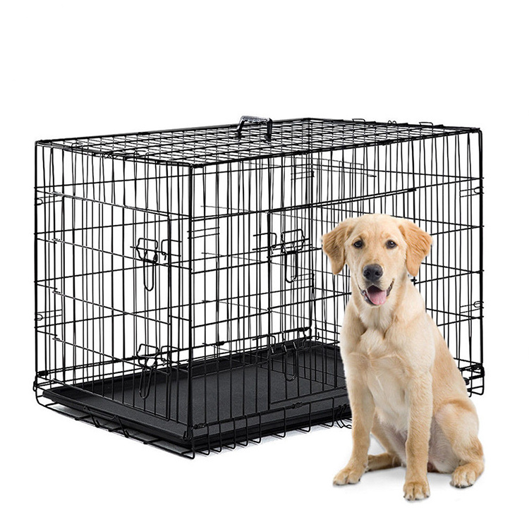 Wholesale Pet Cage Houses Black Metal Pet Dog Crate Single & Durable Outdoor Large Folding Pet Dog Cage