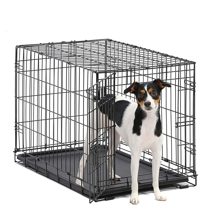 Wholesale Pet Cage Houses Black Metal Pet Dog Crate Single & Durable Outdoor Large Folding Pet Dog Cage