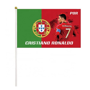 Outdoor flying flag 2022 football event hand wave flag custom Portugal Cristiano Ronaldo hand flag