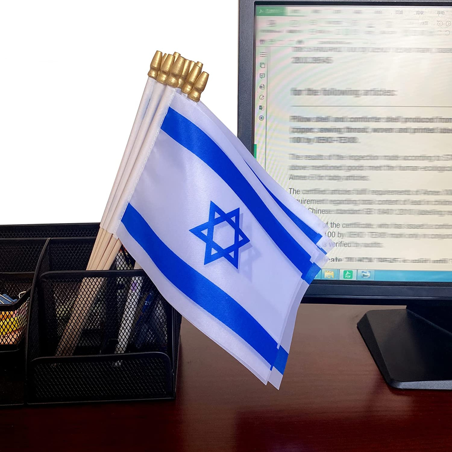 Promotional products can be customized mini small sraeli handI flag custom waving flag wooden stick Israeli hand flag