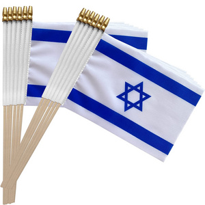 Promotional products can be customized mini small sraeli handI flag custom waving flag wooden stick Israeli hand flag