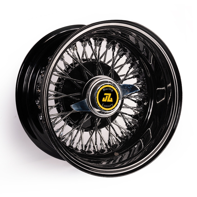 JZ 13x7 wire wheels all gold black red chrome rim for rolls cadillac thunderbird chevrolet royce