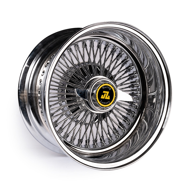 JZ OEM custom wire wheels 100 spoke chrome wire wheel rims 13x7 14x7 15x7 14x5.5 5x120 5x1143 wheel