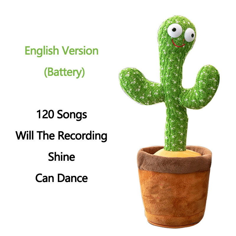 120 songs funny talk-back repeat twisting magic kid the dancing and talking light up singing dancer cactus plush toy for baby