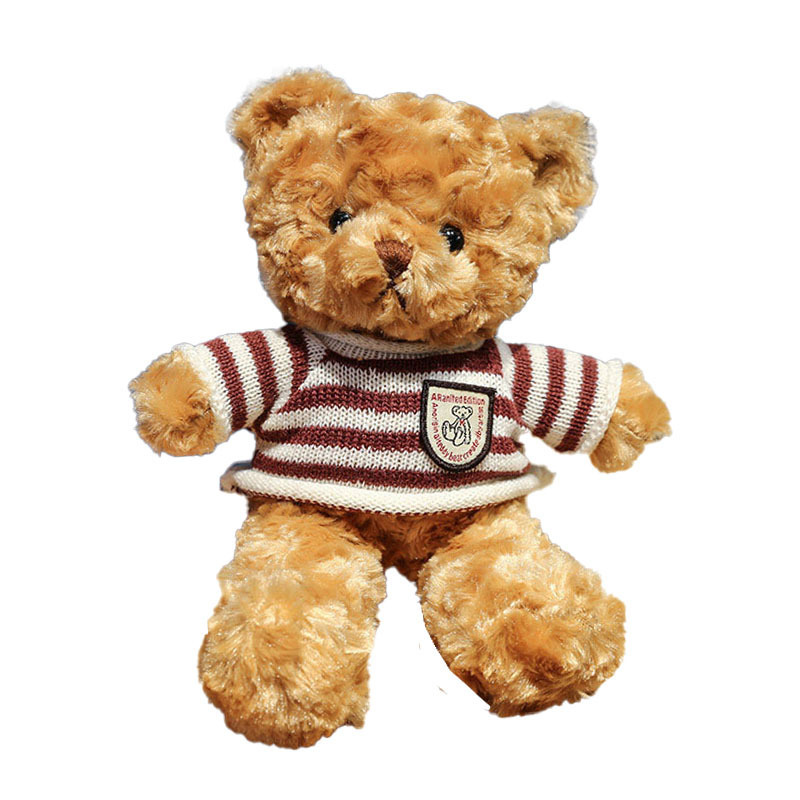 Kids Custom Stuffed Animals Soft Plush Toy Teddy Bear With Sweater Wholesale Branded Embroidery Logo Plush Knitted Teddy Bear