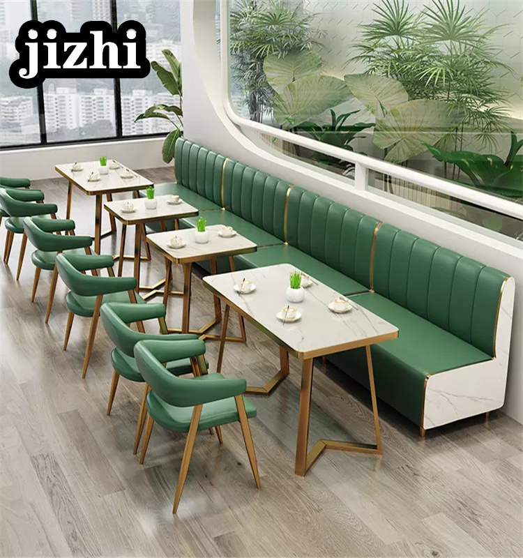 2023 Popular Coffee Shop Furniture Cafe Restaurant Tables and Chairs Metal Marble Dining Table Set Dining Room Modern Furniture