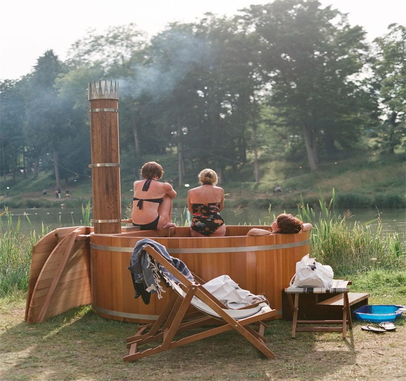 wood fueled balboa 5 person hot tub round