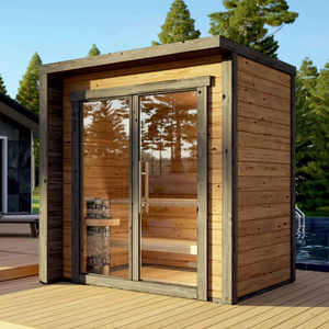 High-Demand Luxury Outdoor Wooden Sauna Cabin with Tempered Glass Door for Spa