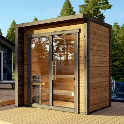 High-Demand Luxury Outdoor Wooden Sauna Cabin with Tempered Glass Door for Spa