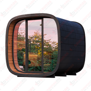 Outdoor Sauna Room with Sauna Heater and Sauna Accessories Good Quality Panoramic Wooden Wood Color Villa Electric ( Customize )