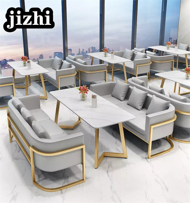 2023 Popular Coffee Shop Furniture Cafe Restaurant Tables and Chairs Metal Marble Dining Table Set Dining Room Modern Furniture