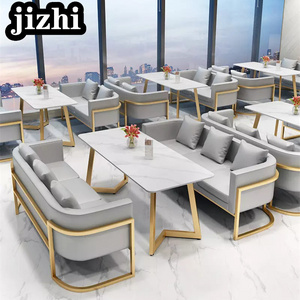 2023 Popular Coffee Shop Furniture Cafe Restaurant Tables and Chairs Metal Marble Dining Table Set Dining Room Modern Furniture