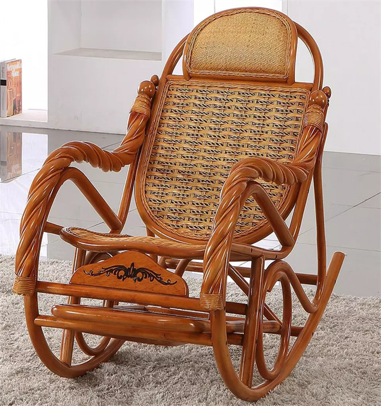 Modern French Style Indonesia Rattan Rocking Chair Simple Living Room Balcony Single Chair Home Furniture Fabric Egg Chair