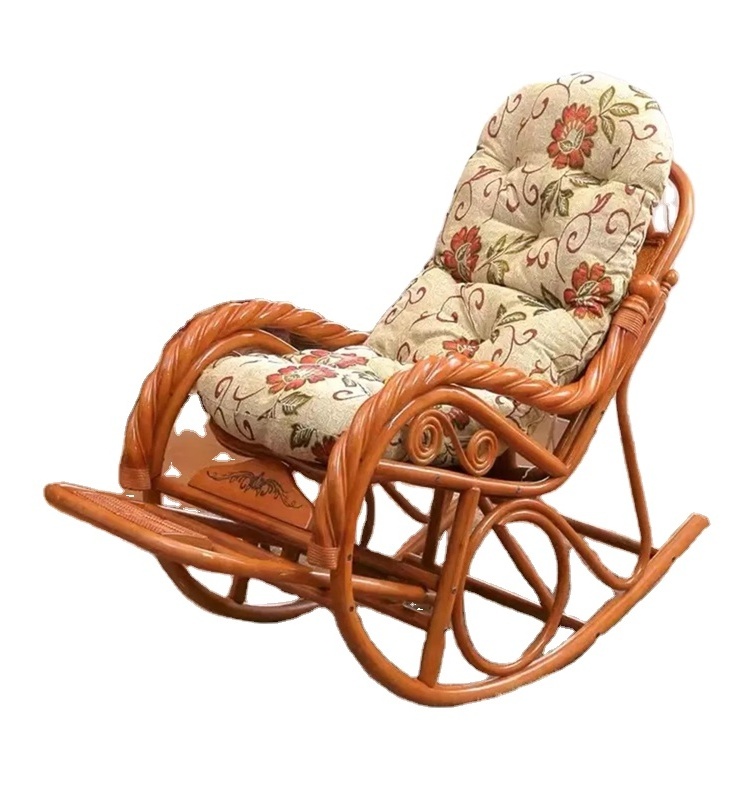 Modern French Style Indonesia Rattan Rocking Chair Simple Living Room Balcony Single Chair Home Furniture Fabric Egg Chair