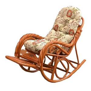 Modern French Style Indonesia Rattan Rocking Chair Simple Living Room Balcony Single Chair Home Furniture Fabric Egg Chair