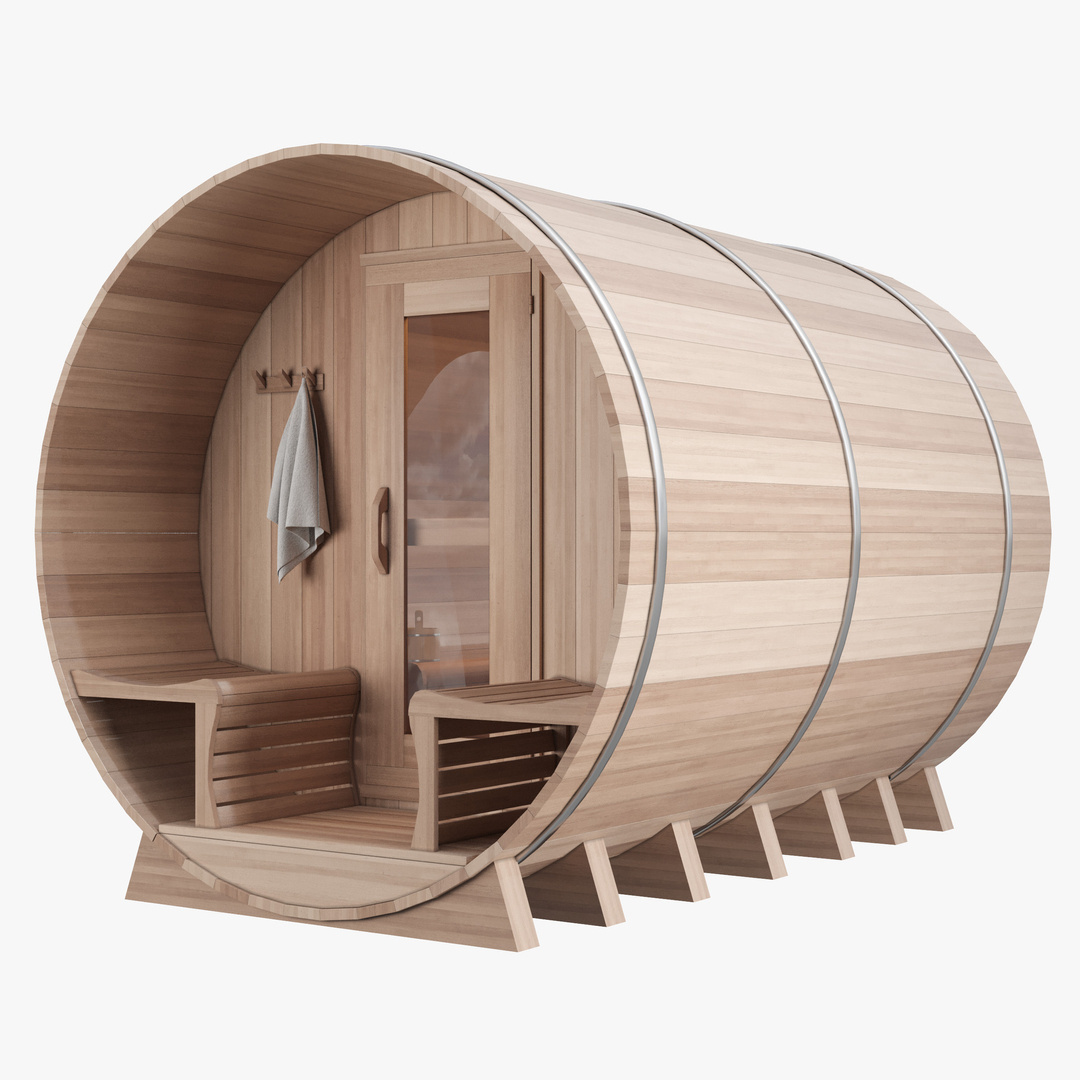 Cheap 6 - 8 person panoramic wooden steam barrel outdoor sauna