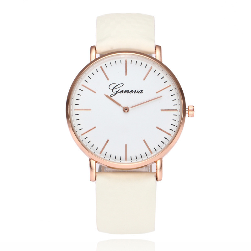 Hot selling ladies rose gold case quartz movement white PU strap UV print dial watches that change color