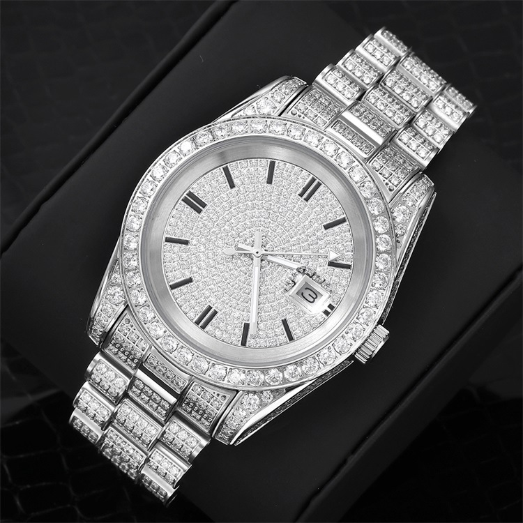 Custom Men And Women Watches Diamond Iced Out Luxury Automatic Movement Fashion Bling Dial Bezel Band VVS Moissanite Watch