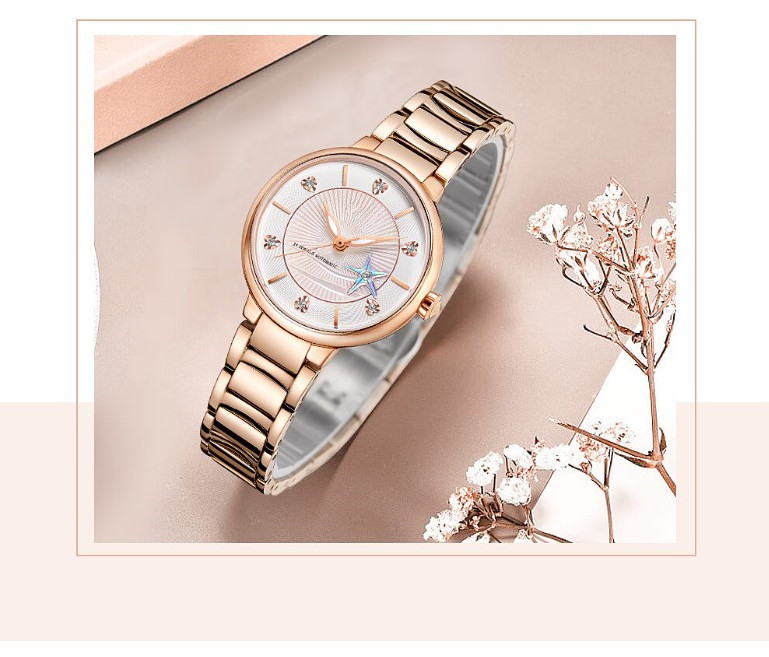 Full stainless steel ultra thin case 5 ATM water resistance shiny pink starfish dial hot selling lighter wrist watch for woman