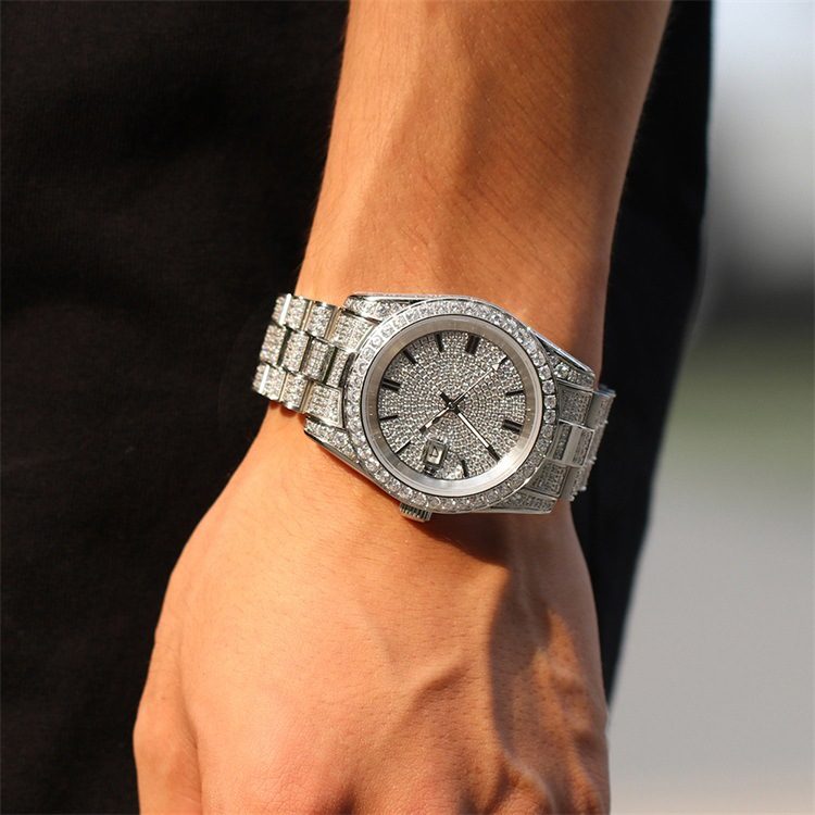 Custom Men And Women Watches Diamond Iced Out Luxury Automatic Movement Fashion Bling Dial Bezel Band VVS Moissanite Watch