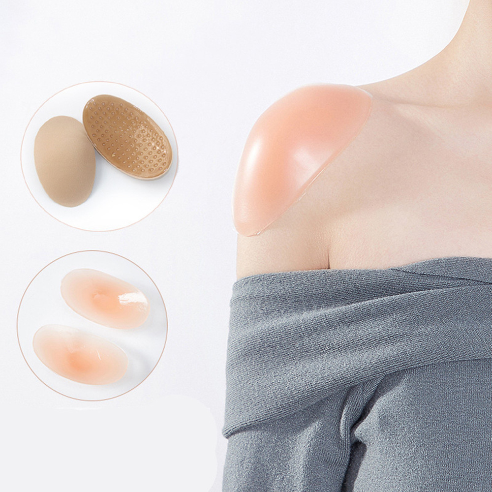 Soft Silicone Shoulder Anti Slip Padded Shoulder Pad for Woman Shoulder Enhancer Reusable Self-Adhesive Clothing Decoration 2022