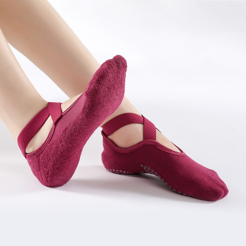 Hot strap wool non-slip yoga socks dot glue round head breathable floor socks yoga special sports socks