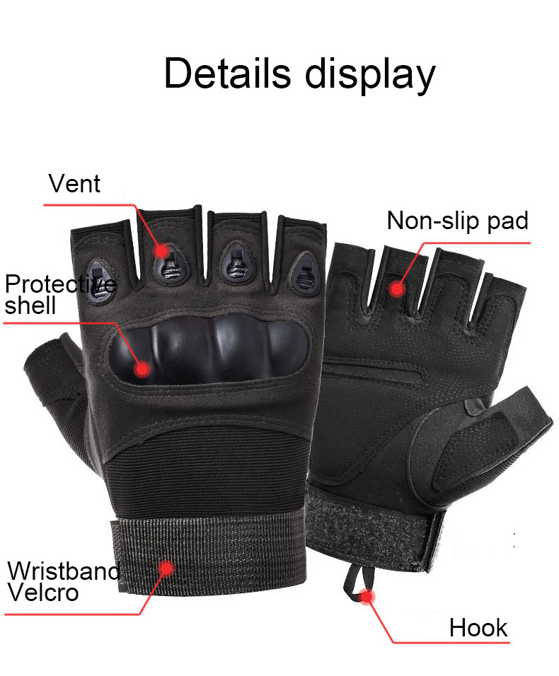 Anti-cut Hard Knuckle Half-fingers Gloves Outdoor Hunting Shooting Outdoor Riding Fitness Hiking Protective Gloves