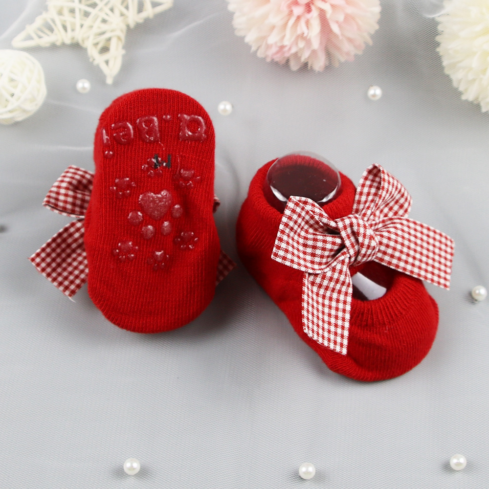 children's non-slip autumn winter cotton socks solid color baby foot socks