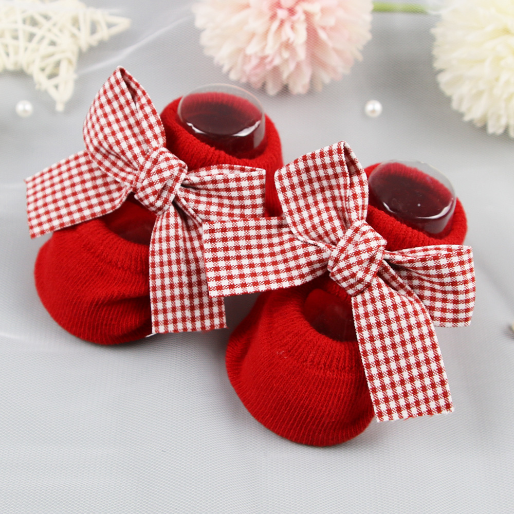 children's non-slip autumn winter cotton socks solid color baby foot socks