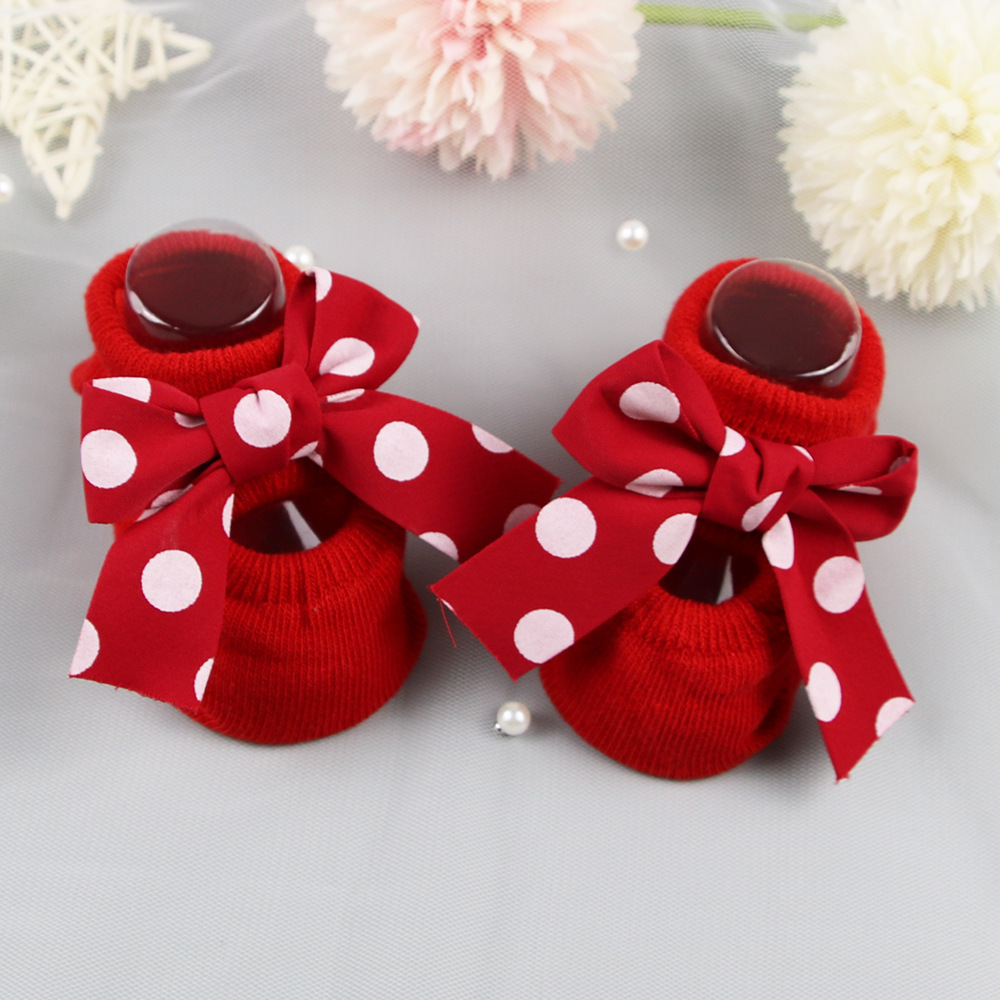 children's non-slip autumn winter cotton socks solid color baby foot socks