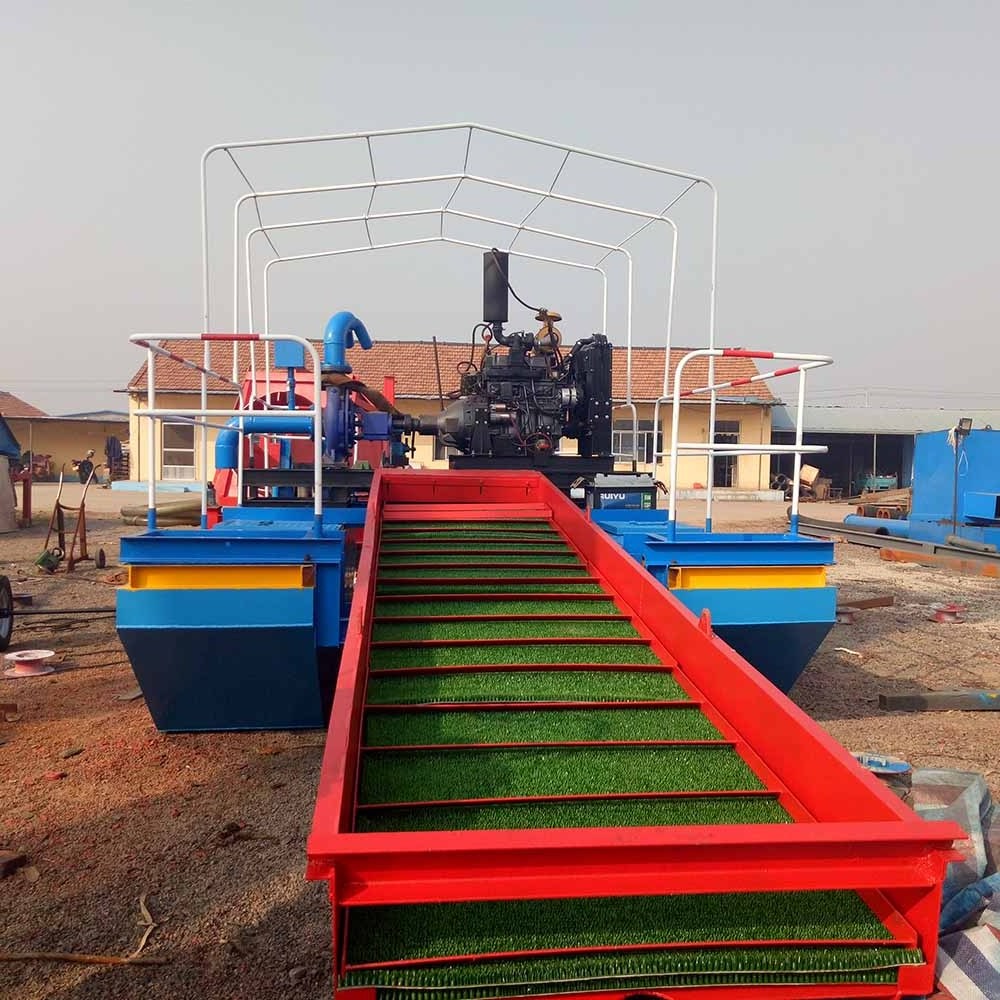 China gold mining portable mini gold dredger dredging small boat machinery for sale