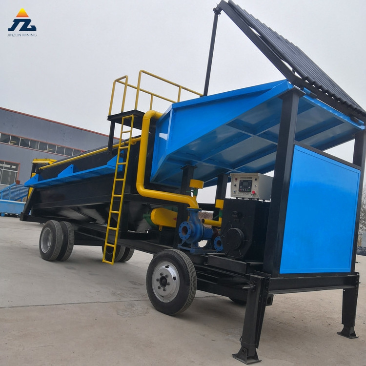 200 tons small mobile gold trommel wash plant with vibrating sluice box