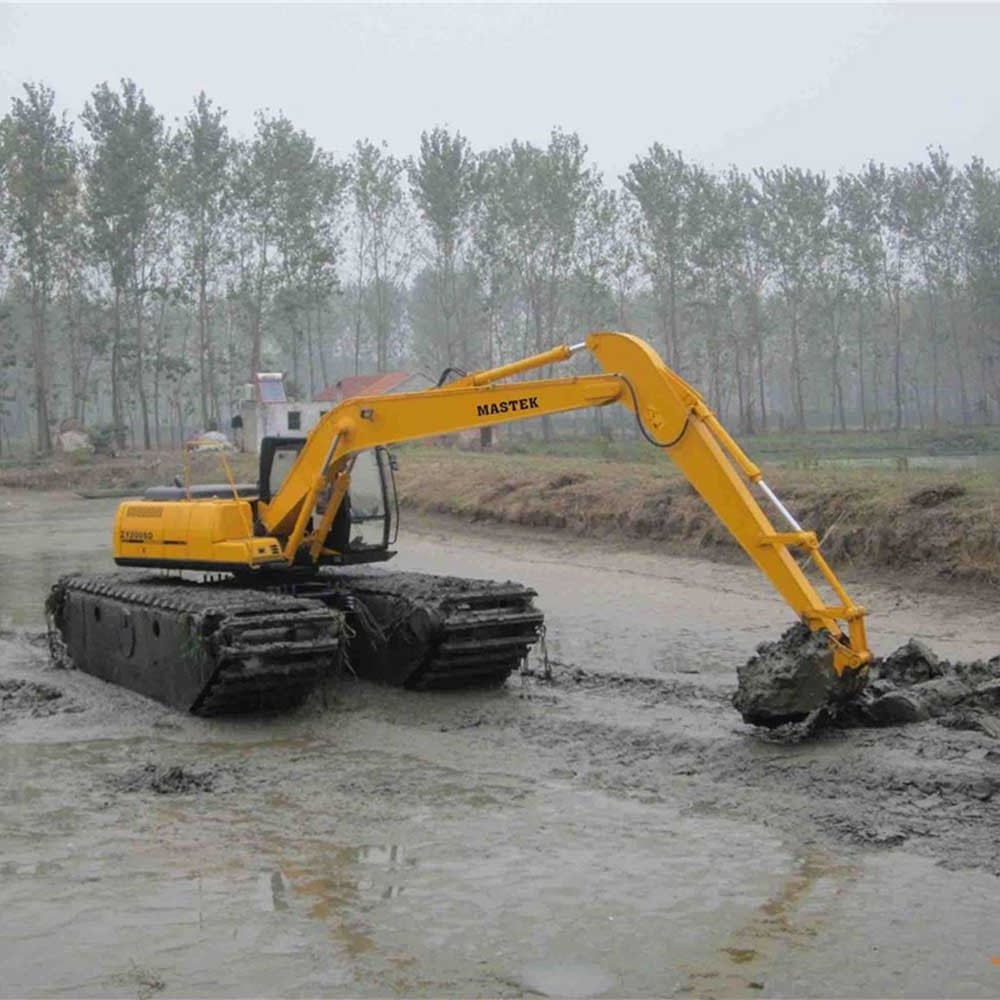 Hydraulic Amphibious marsh excavator with hydraulic undercarriage amphibious dredger with floating pontoon