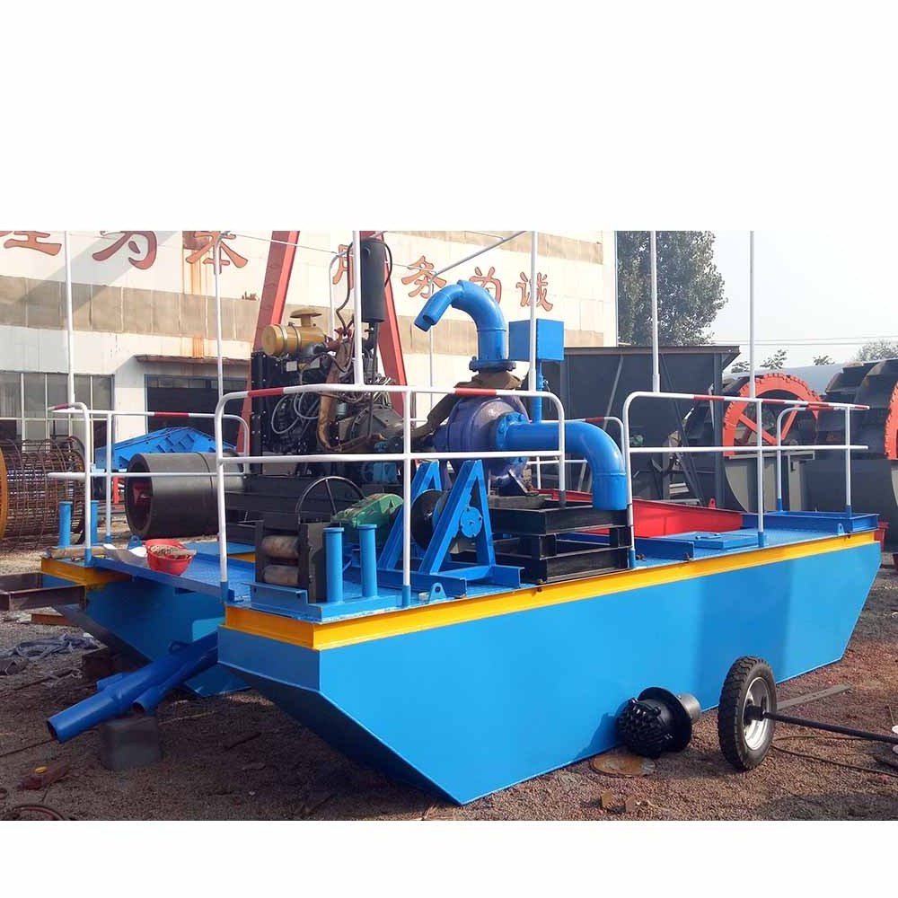 China gold mining portable mini gold dredger dredging small boat machinery for sale