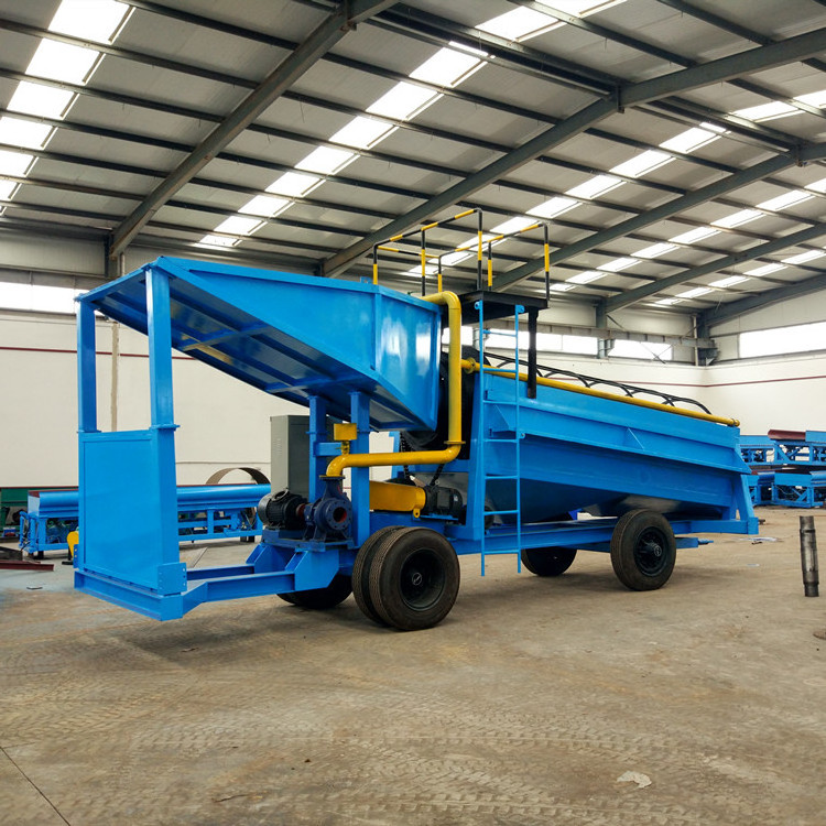 200 tons small mobile gold trommel wash plant with vibrating sluice box