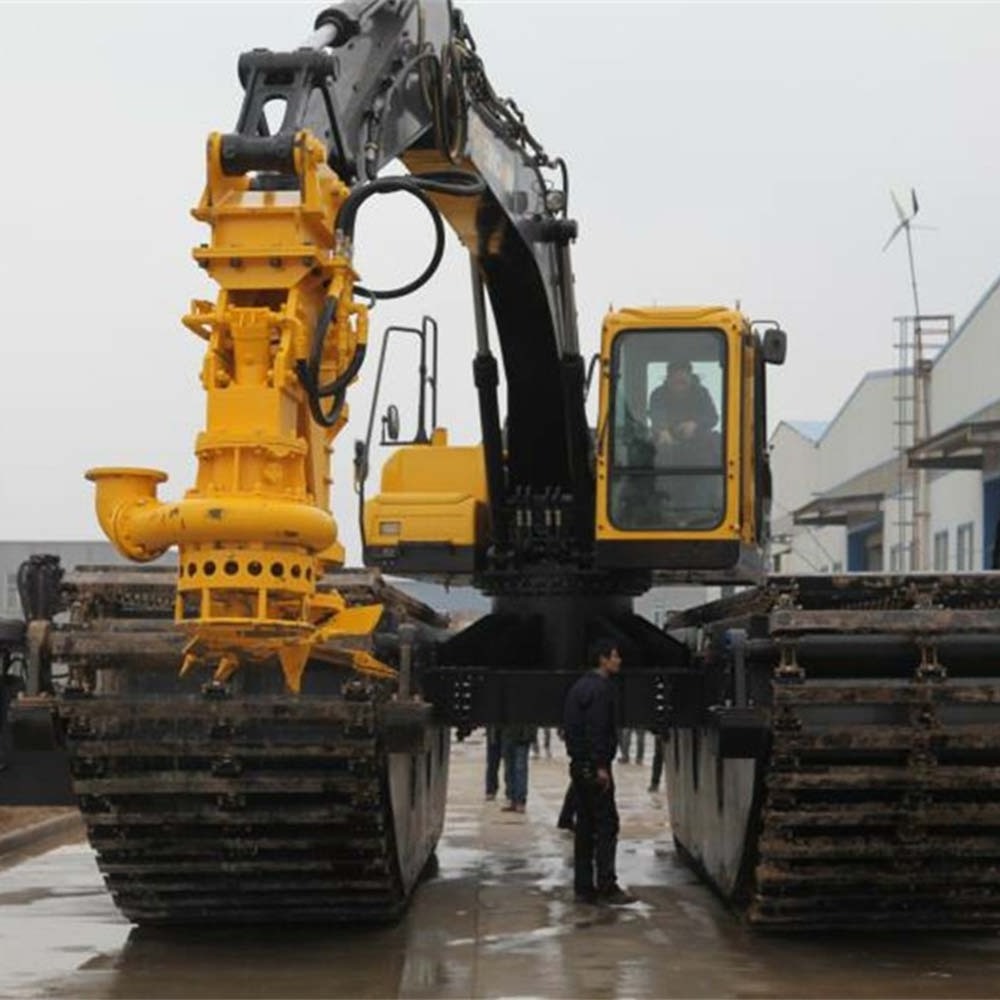 Hydraulic Amphibious marsh excavator with hydraulic undercarriage amphibious dredger with floating pontoon