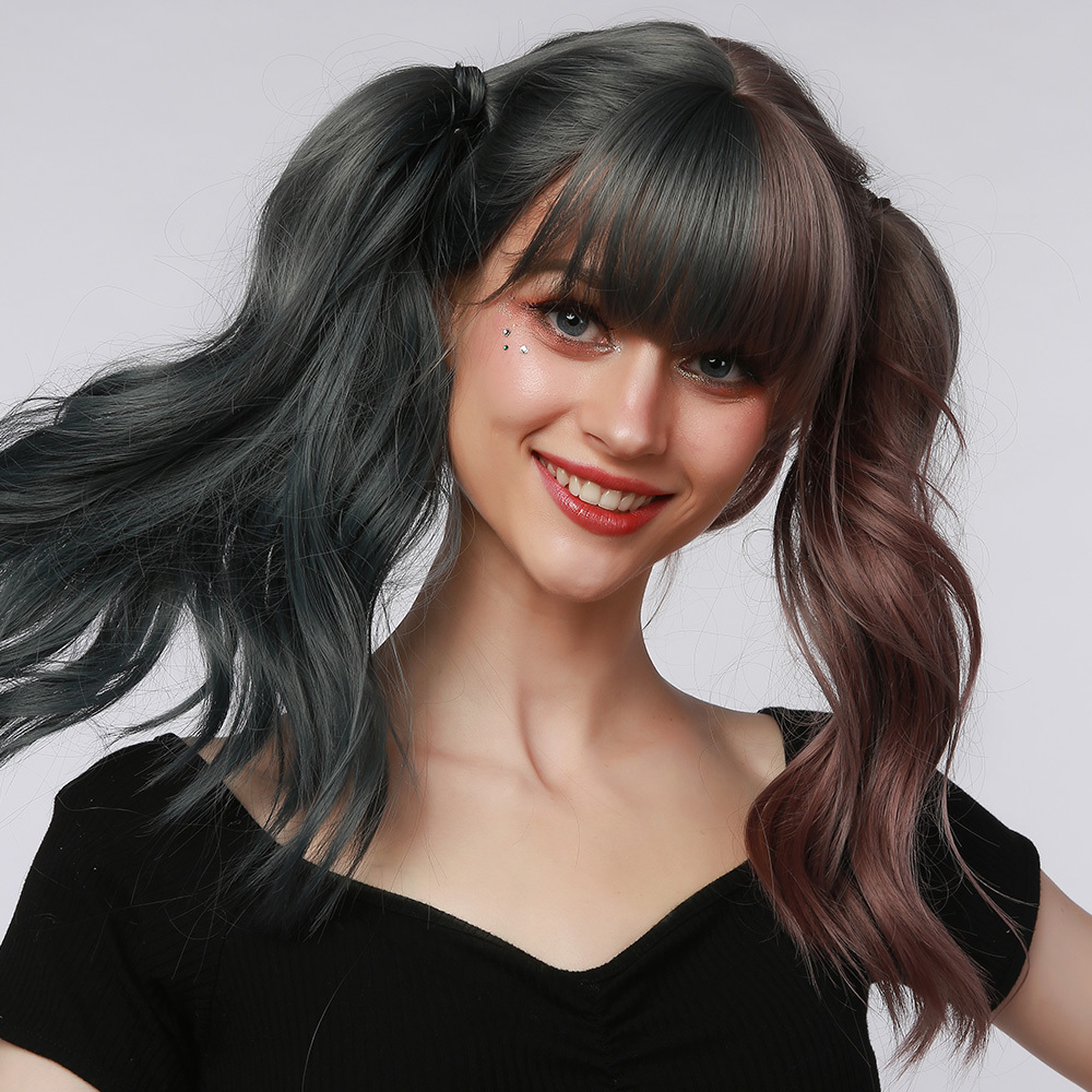 Most Popular Cosplay Hair Wigs 28 Inches Body Wave Two Tone Color Synthetic wigs with Bangs