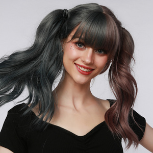 Most Popular Cosplay Hair Wigs 28 Inches Body Wave Two Tone Color Synthetic wigs with Bangs