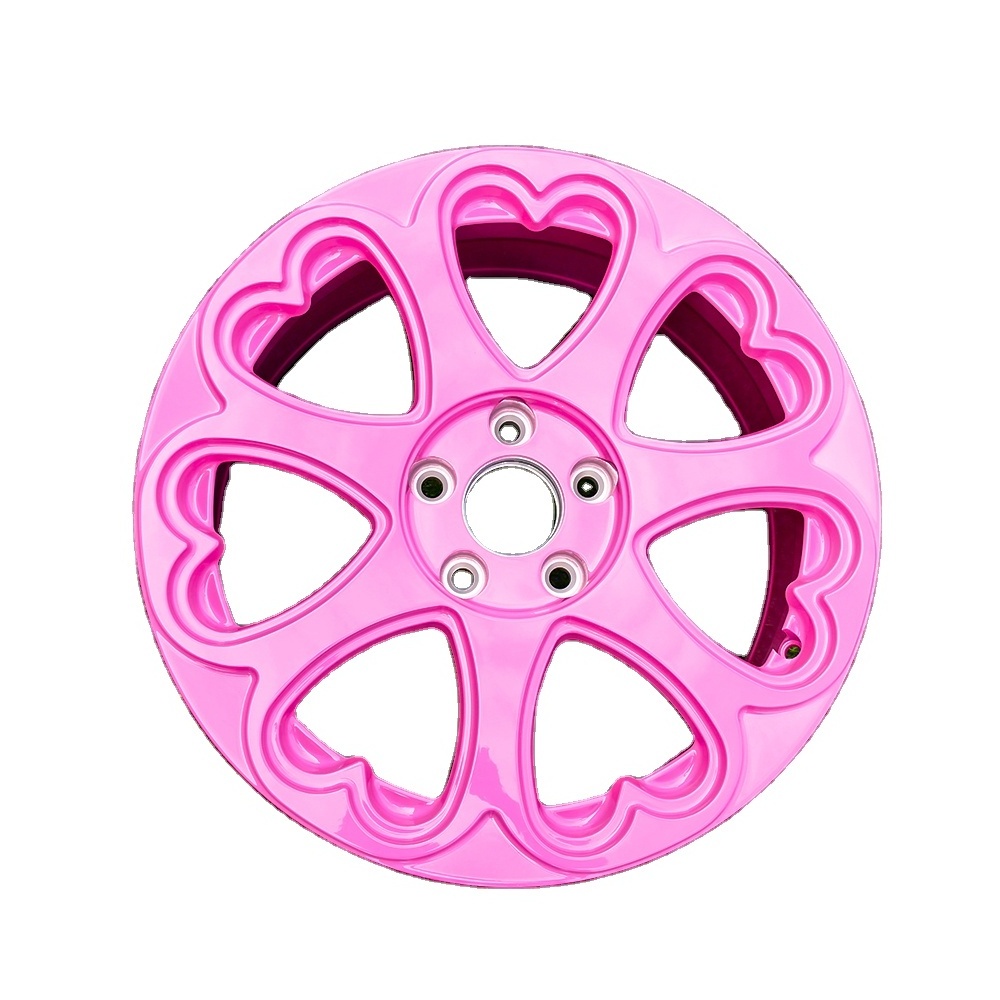 JZ CNC Custom 1-Piece 4x100 5x120 5x114.3 5x112 17-26inch aluminum alloy pink heart shaped rims forged passenger car wheels