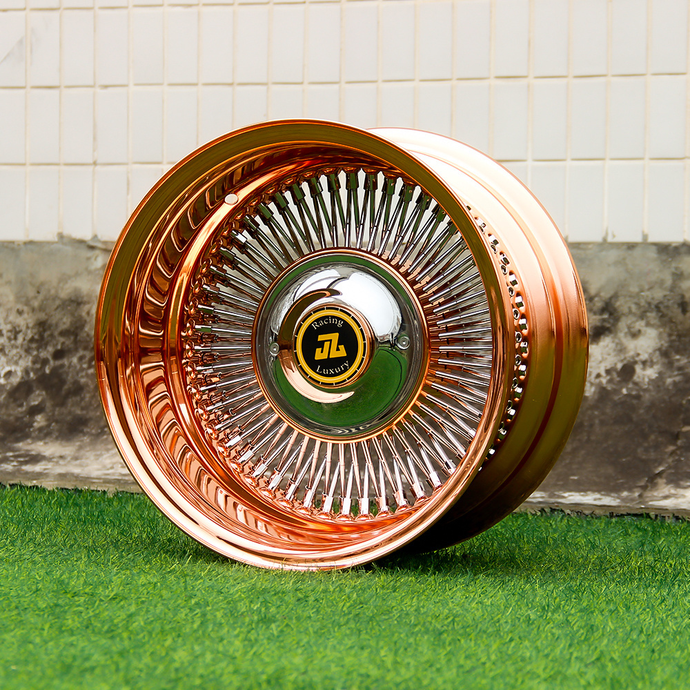 Jiangzao 17-26 Inch Gold/Rose Gold/Chrome Wire Wheel Rim for Vintage Car New Condition 50mm 25mm 35mm 0mm Spacing