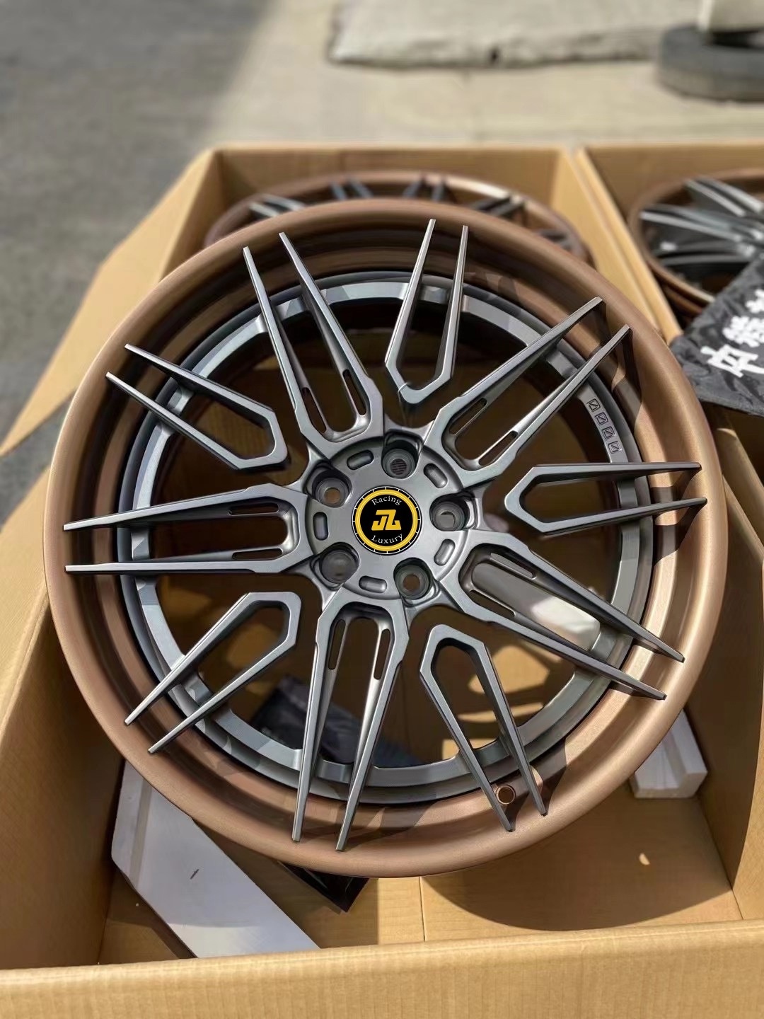 JZ CNC Custom 2-Piece Forged Wheels 5x120 5x114.3 5x112 Alloy Rim 17-26 Inch deep lip forged wheels rose gold